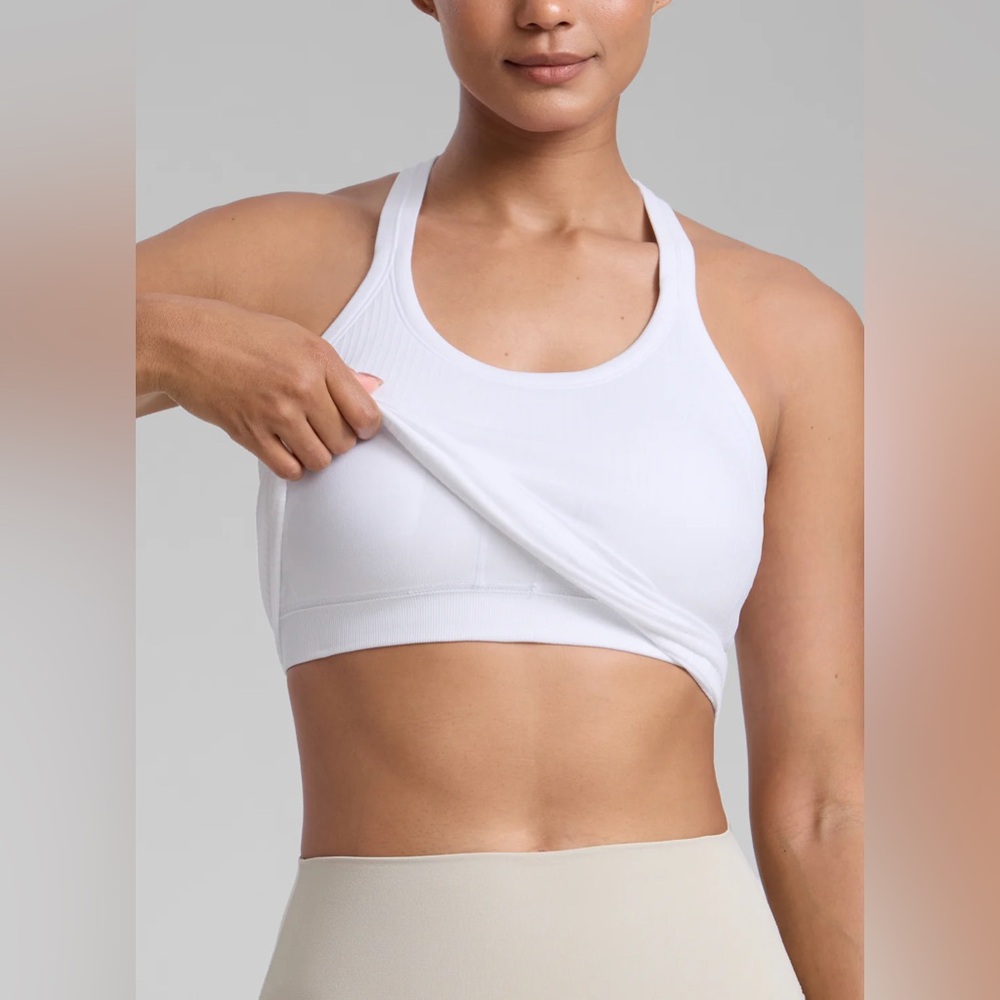 Seamless Racerback Built in Bra Ribbed Tank - Picture 3 of 7